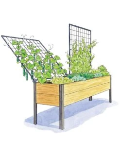Elevated Planter Box And Space-Maker Pivoting Trellis Set, 2' X 8' -Gardener's Supply Sales 8590367 SMTrellis 8ft tif 1