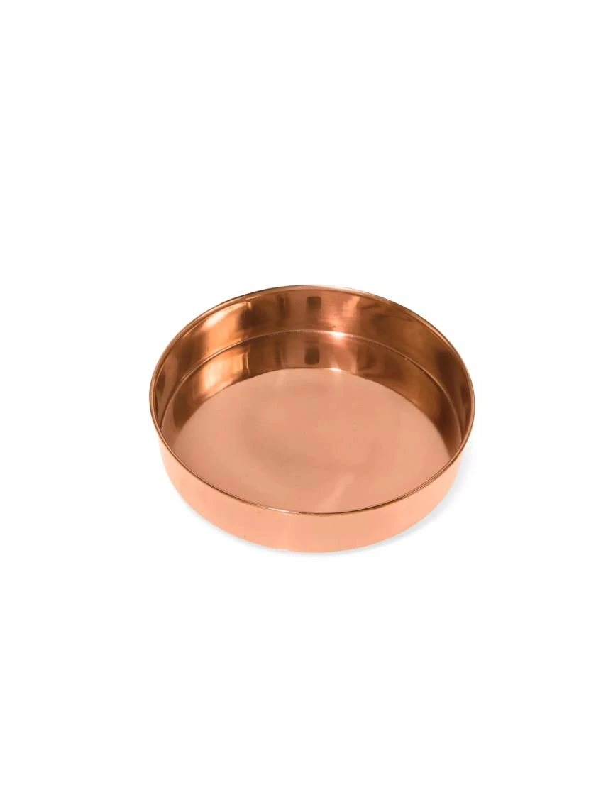 Extra Small Round Copper Plant Tray, 8" 1 Extra Small Round Copper Plant Tray, 8"