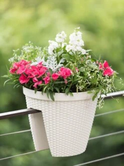 Weave Round Railing Planter, 11" -Gardener's Supply Sales 8598370 8580 tif