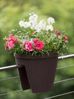 Weave Round Railing Planter, 11" -Gardener's Supply Sales 8598370 8584 tif