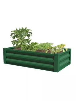 Powder-Coated Metal Raised Garden Bed, 24" X 48" 7 Powder-Coated Metal Raised Garden Bed, 24" X 48" -Gardener's Supply Sales 8599393 02V powder coated metal raised garden bed 24x49 forest green