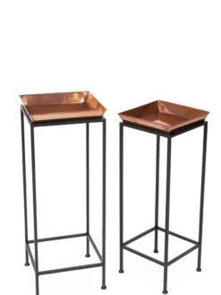 Square Nesting Plant Stands With Trays, Set Of 2 -Gardener's Supply Sales 8611014 0924 tif