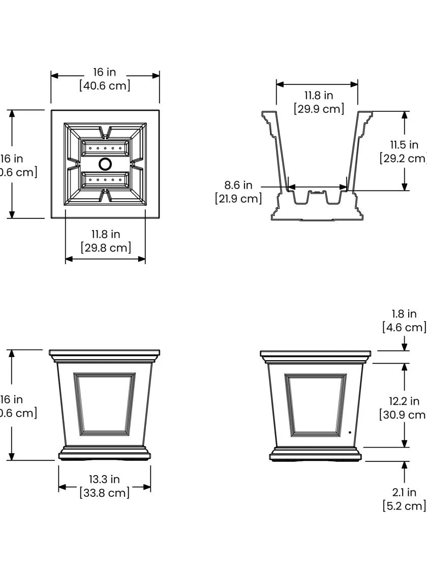 Fairfield Self-Watering Square Planter, 16” X 16” 11 Fairfield Self-Watering Square Planter, 16” X 16” - Image 11
