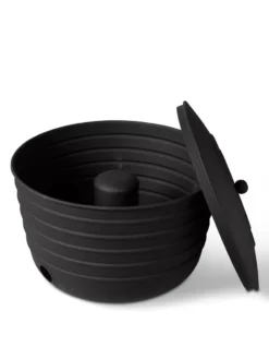Matte Black Ribbed Hose Pot With Lid 7 Matte Black Ribbed Hose Pot With Lid -Gardener's Supply Sales 8611991 5868 tif