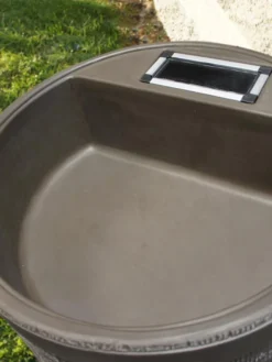 Round Rain Barrel With Planter, 35 Gallons -Gardener's Supply Sales 8612856WALNT 02V tif