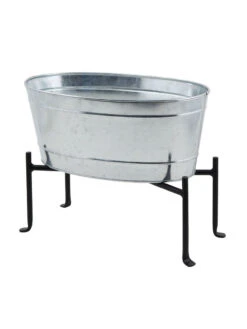 Achla Designs Mini Oval Galvanized Tub With Folding Stand -Gardener's Supply Sales 8612906 03v