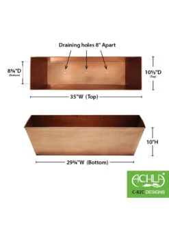 Achla Designs Plain Copper Plated Flower Box, Large -Gardener's Supply Sales 8612915 03v