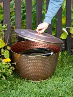 Hammered Copper Hose Pot With Lid 12 Hammered Copper Hose Pot With Lid -Gardener's Supply Sales 8613311 0010