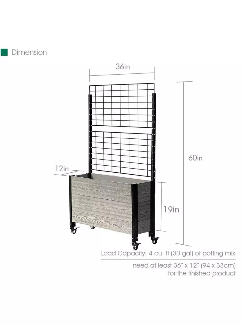 Mobile Deep Trough Planter With Trellis 5 Mobile Deep Trough Planter With Trellis - Image 5