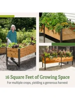 Self-Watering Eco-Stained Elevated Planter Box, 2' X 8' -Gardener's Supply Sales b00eow8fhu raisedbed feature 2 3